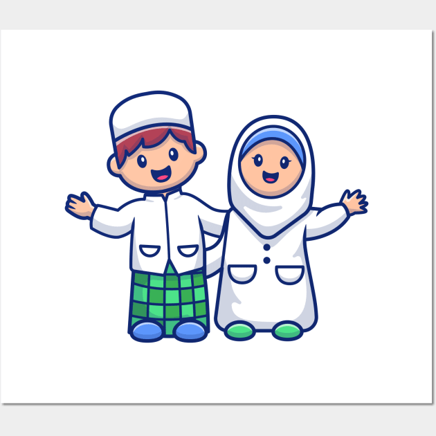 Cute boy and girl moslem Wall Art by Catalyst Labs
